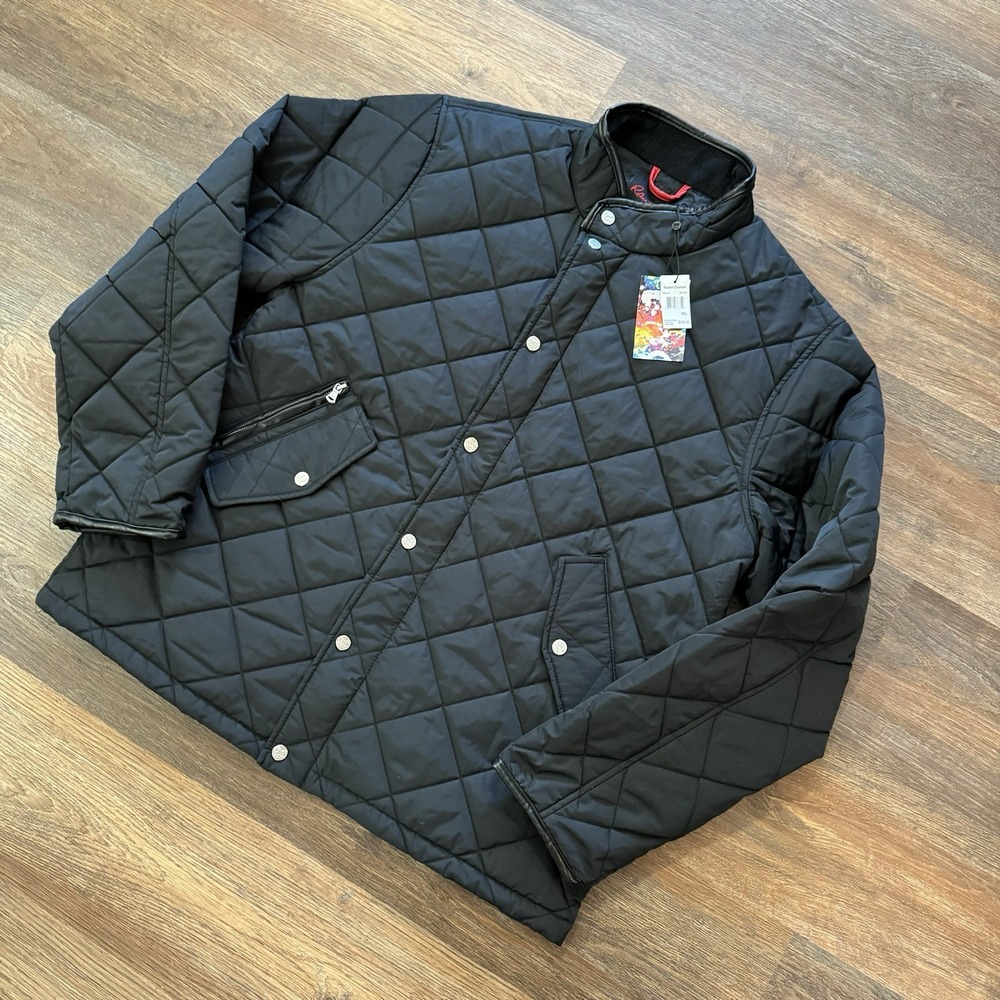 NWT Robert Graham Black Quilted Essex Style Jacket Men's Sz XL Preppy‎ Classic
